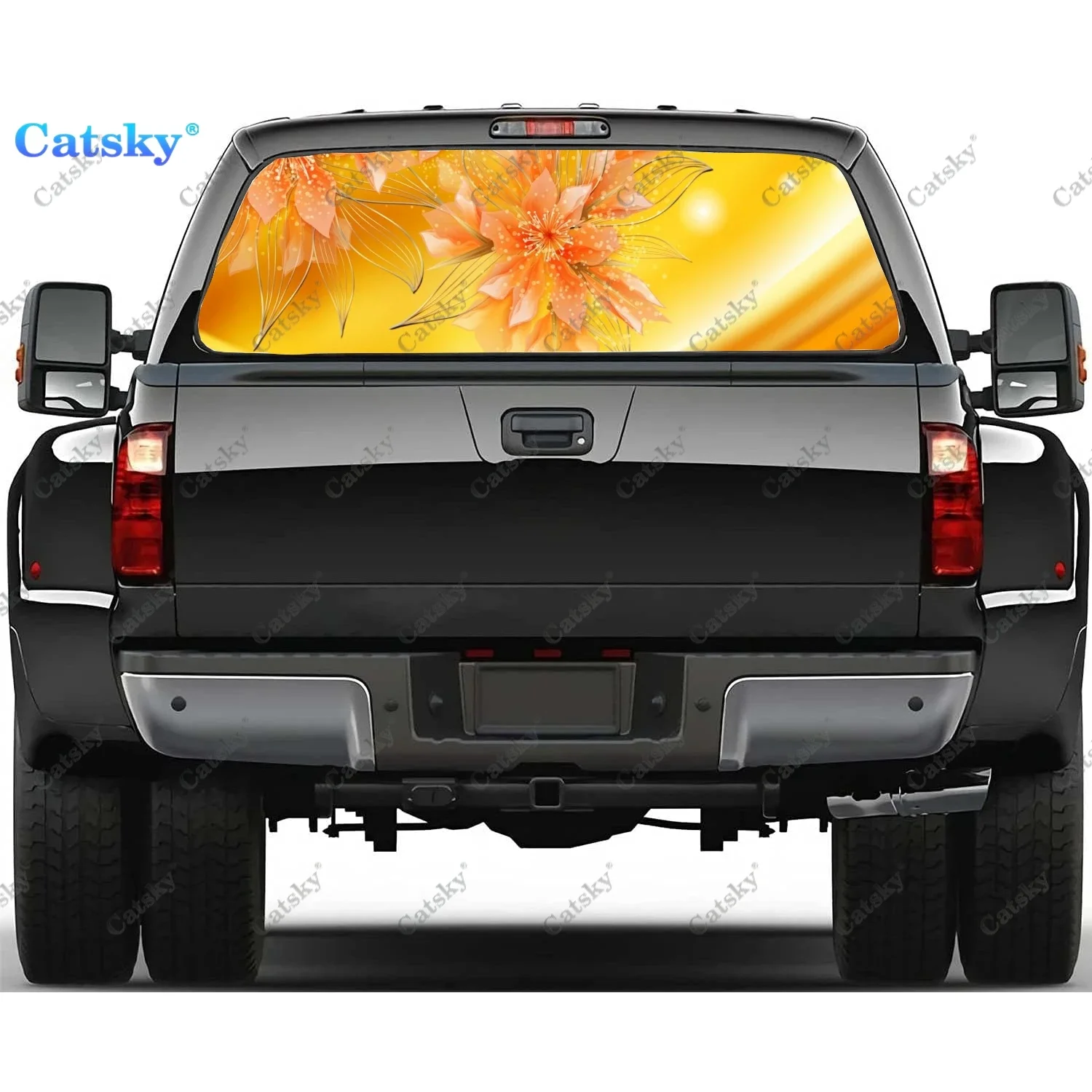 

Flaming Fire Flowers Rear Window Decals for Trucks,Pickup Window Decal,Rear Window Tint Graphic Perforated Vinyl Truck Stickers