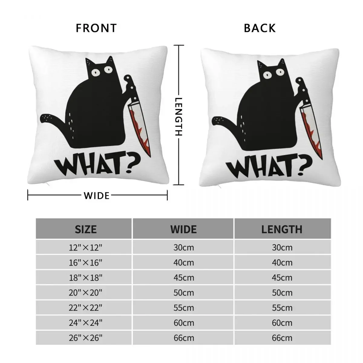 Cat What Murderous Black Cat With Knife Gift Premium Square Pillowcase Pillow Cover Comfort Throw Pillow for Home Living Room