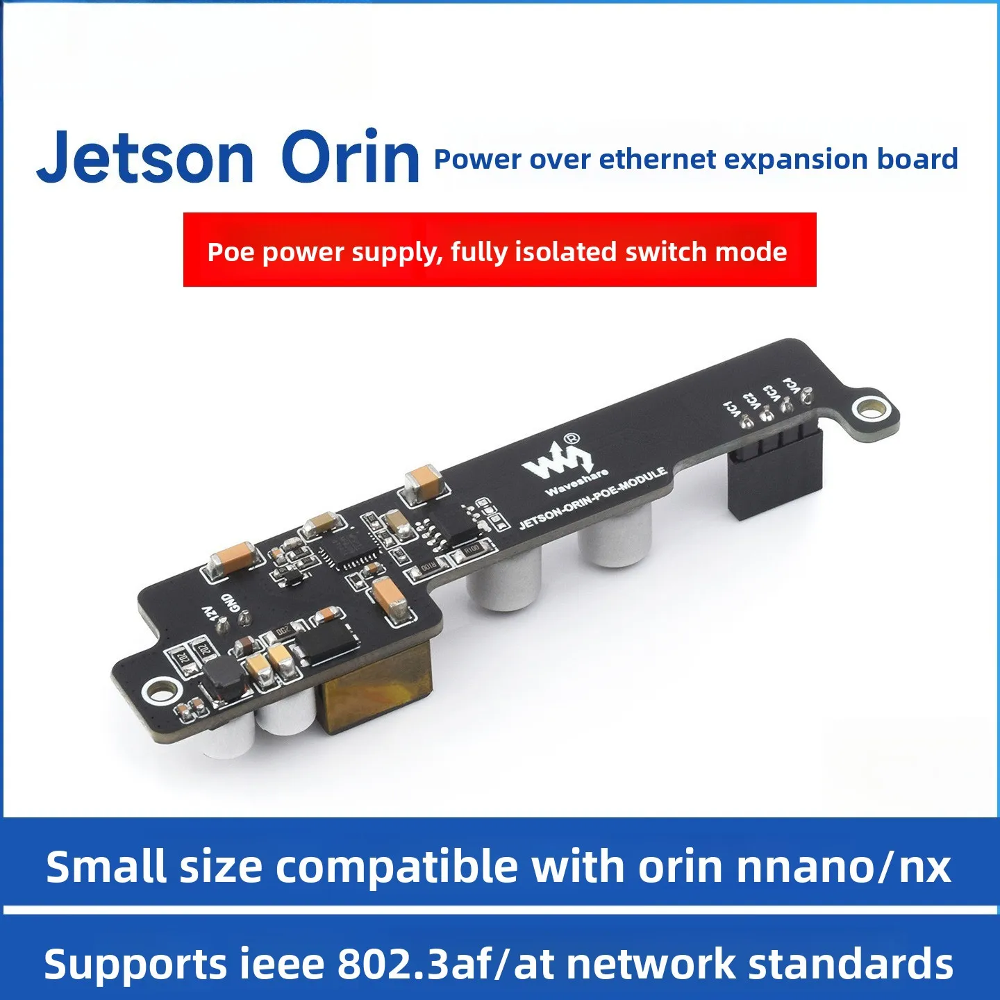 

Jetson Orin Nano/NX PoE Expansion Board, Mini Power Supply + Gigabit Ethernet Space-Saving Installation