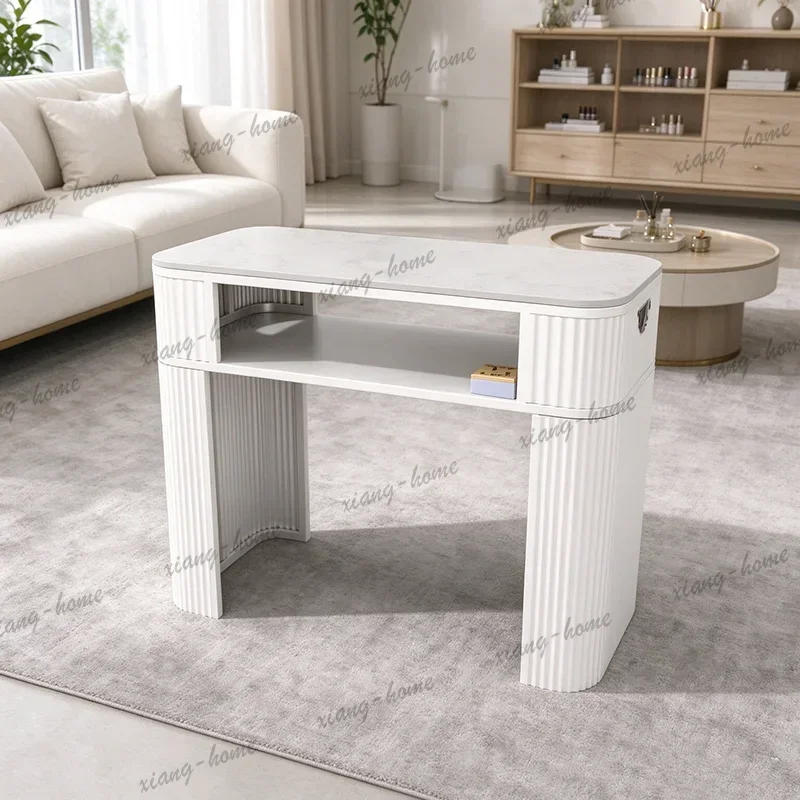 Factory Direct Luxury French Nail Table Minimalist Aesthetic Trendy High Quality Nail Table Simple With Drawers Mesa Manicura Fu