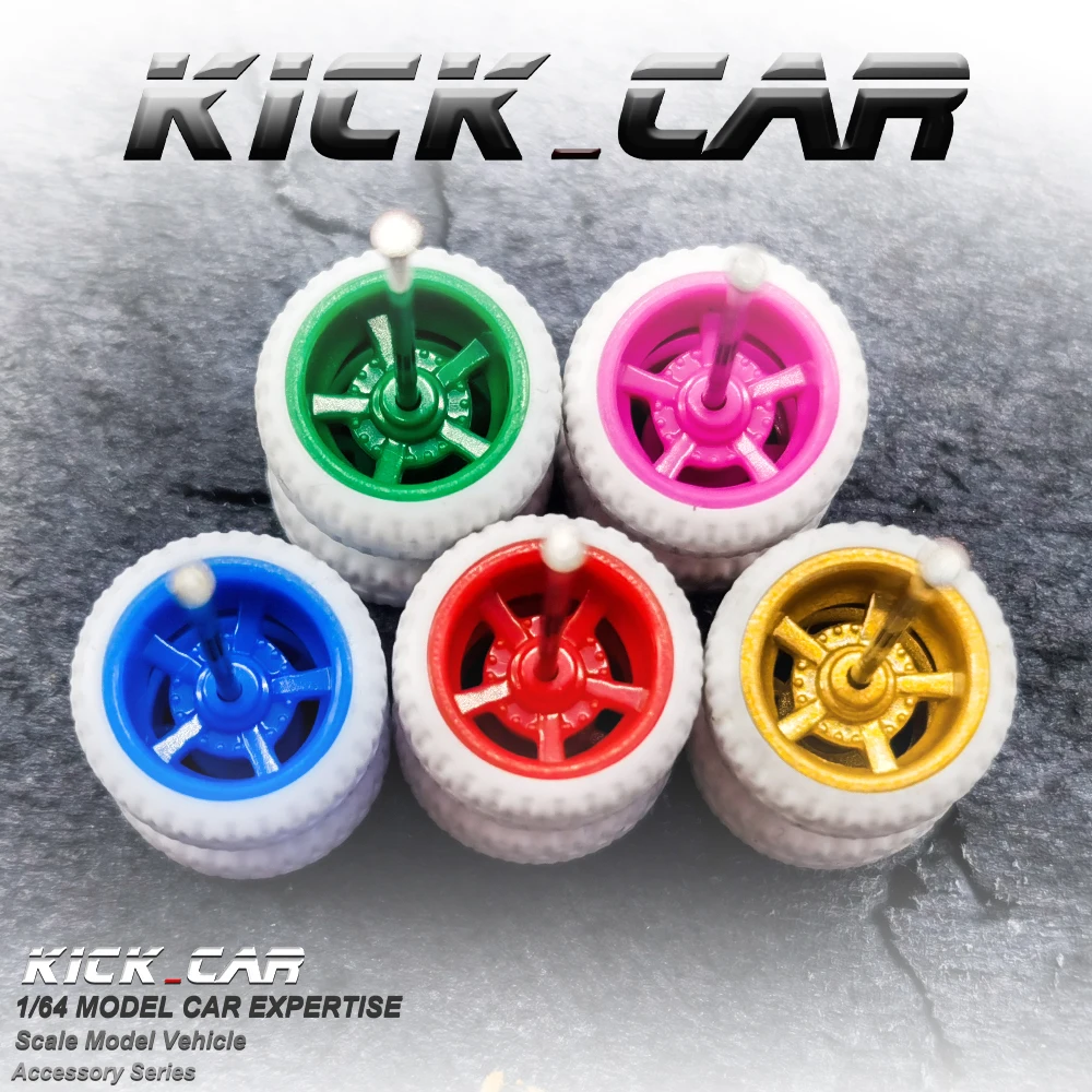 固定ゴム付きホイールホワイトタイヤ、おもちゃモデルDIY車用5スポーク、ホットホイール用ホタルパーツ (5個セット) 、1: 64
