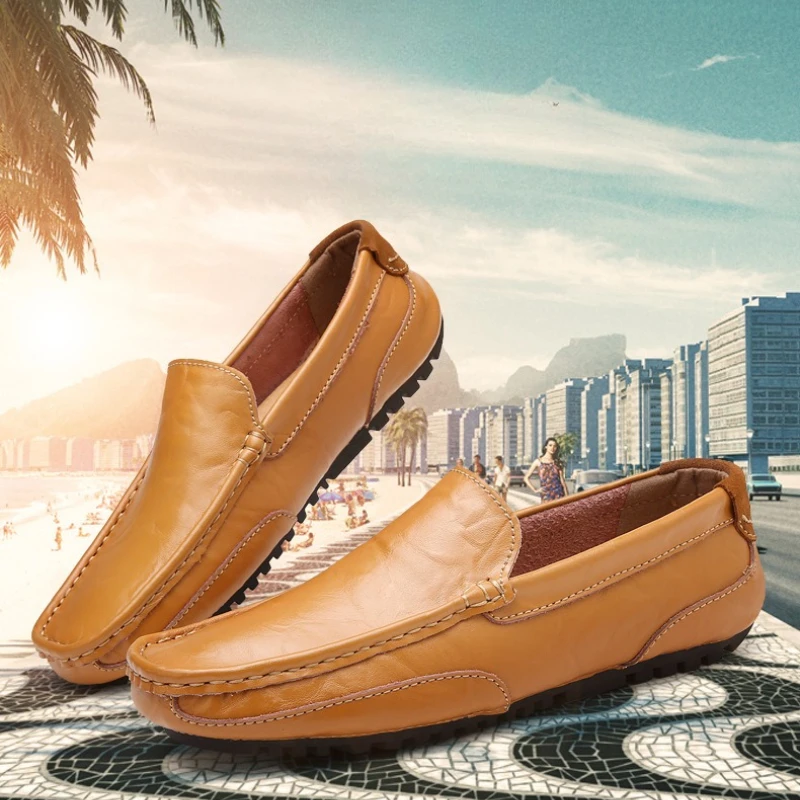 Men Luxury Trendy Casual Slip on Formal Loafers Men Moccasins Italian Black Male Driving Shoes Sneakers Plus Size Shoes Leather