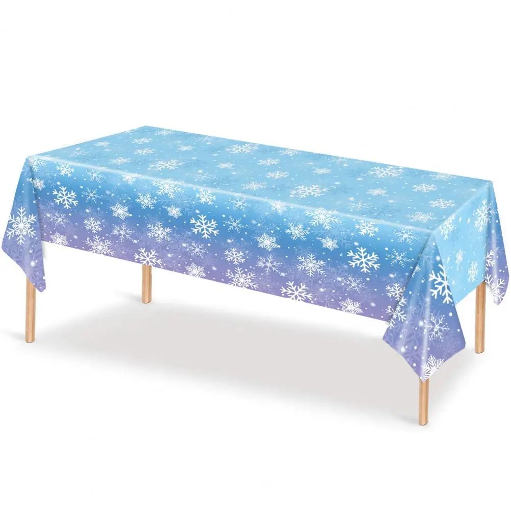 Christmas Winter Plastic Tablecloth Winter Wonderland Snowflake Tablecloth Set for Christmas Party Decorations Blue for Holiday