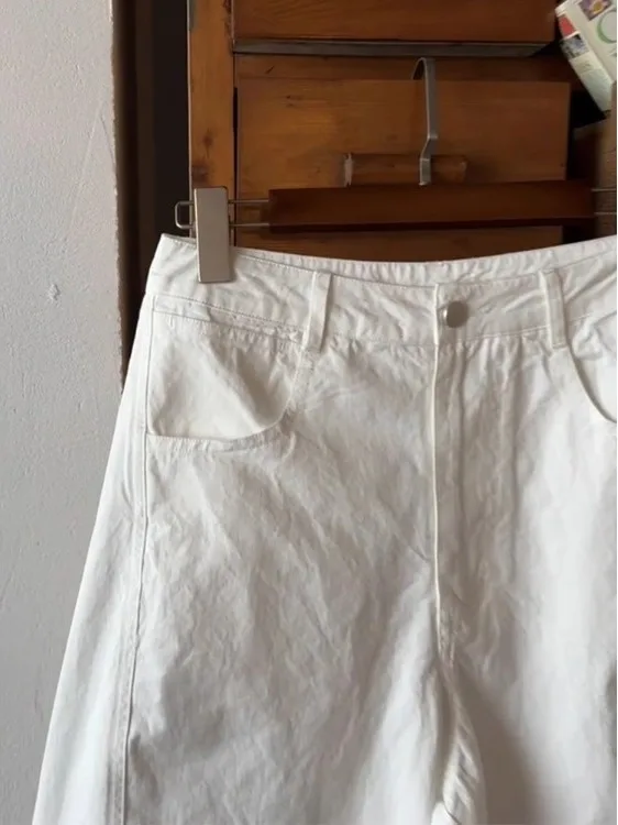 بنطلون نسائي صيفي فضفاض بقصة مستقيمة وخصر طبيعي بتصميم بسيط على الطراز الكوري #2