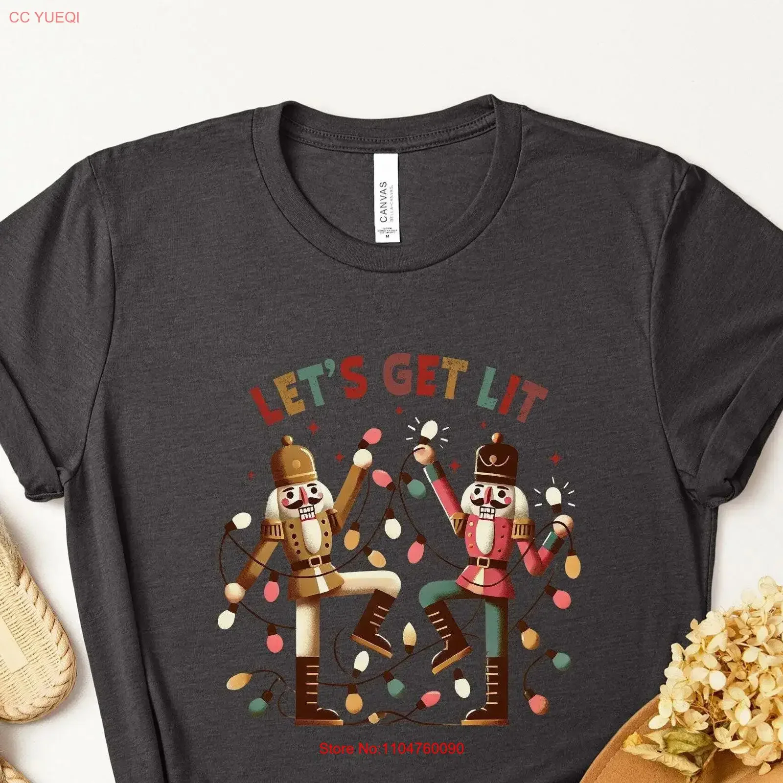 Let's Get Lit Nutcracker Christmas T Shirt XMas Matching Holiday for Her Retro Winter Cute Ugly Party vintage Washed