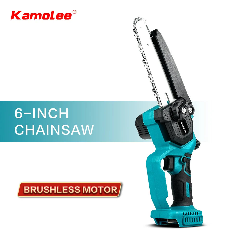 Kamolee Wireless Charging Saw Portable Small Woodworking Brushless 6-inch Chainsaw 18V-21V Battery Powered Saw Power Tool
