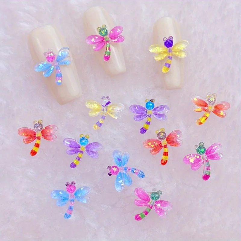 

50/100pcs Cute Mini Dragonfly Resin Statue, Flat Back, Nail Art Crafts, Hair Accessories, Jewelry Making Supplies, Unfragranced