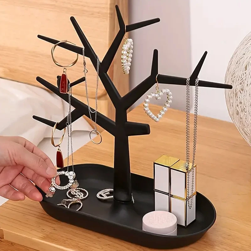 Jewelry Display Stand Tray Tree Storage Racks Earrings Necklaces Rings Jewelry Boxes Case Desktop Organizer Holder Make Up Decor