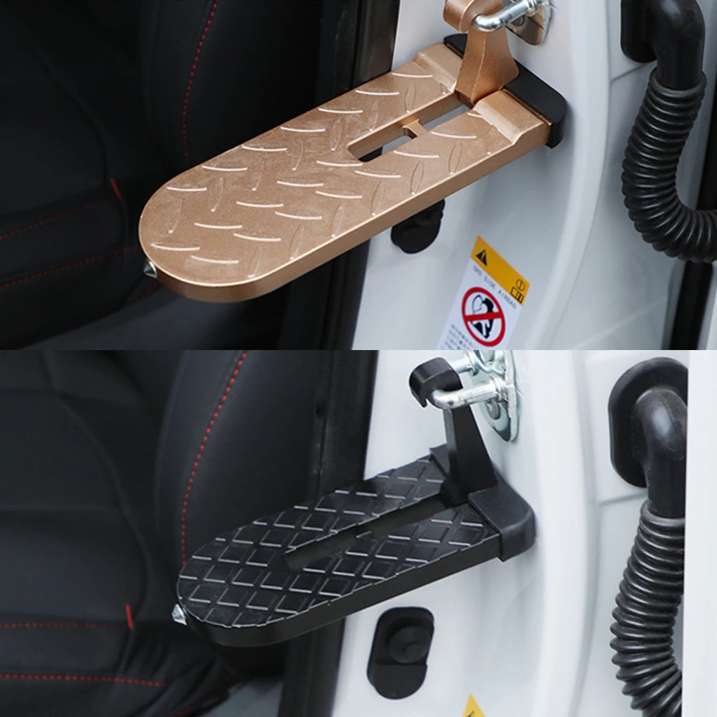 رف سقف السيارة خطوة قابلة للطي باب السيارة خطوة عالمية باب السيارة مزلاج هوك مساعد القدم دواسة سبائك الألومنيوم مطرقة السلامة #3