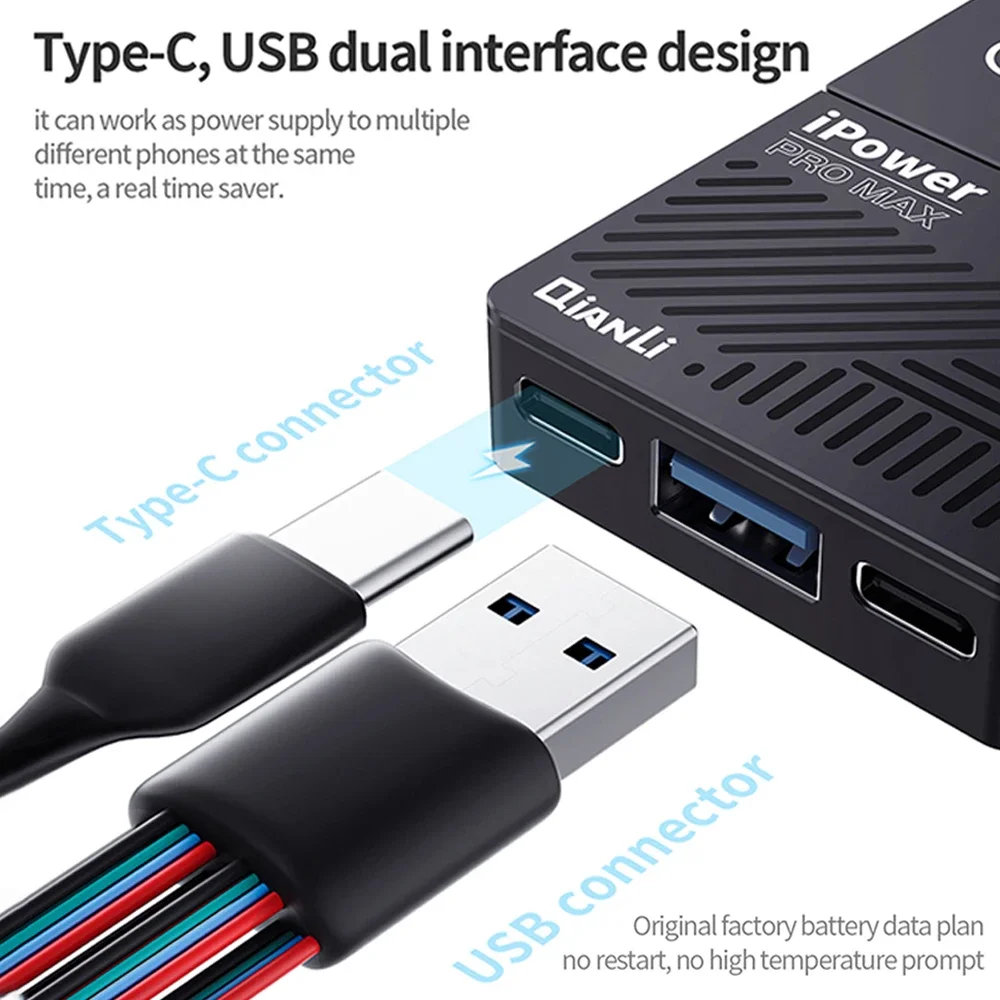 Qianli IPower Pro Max 8th Power Start-up Cable Dual Interface Design for IPhone 6G-16PM Repair Battery Power-on Cable Tool