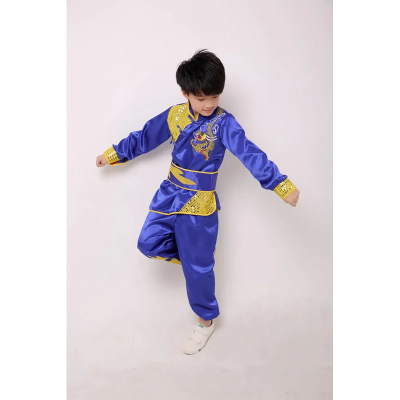 Chinese meisjes kung fu kleding traditionele dans kinderen draak kinderen volksdans kostuums moderne hanfu leeuw nationale jongens MS4766