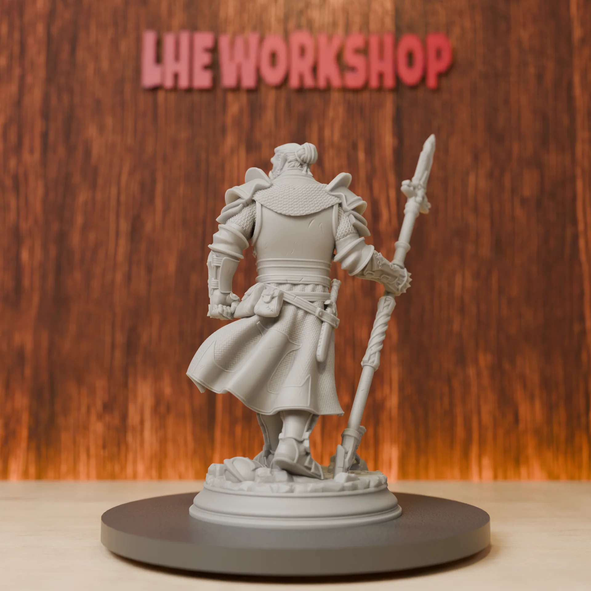 Orc Spear Paladin Miniatures | 28mm-75mm | Resin 3D Printed DND Pathfinder Mini | Unpainted Grey