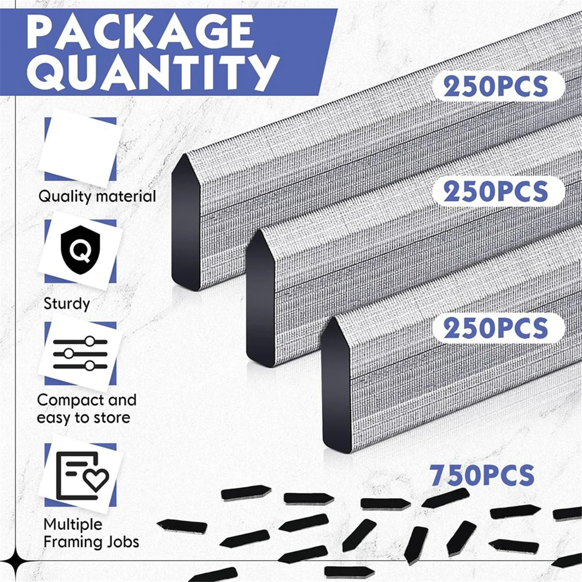 A002 750PCS Picture Frame Points Refill Universal Flexible Inserts Point Drivers for Picture Framing