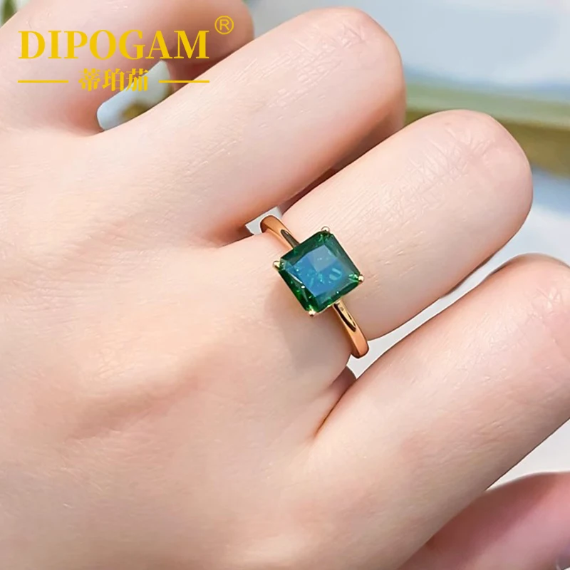 

S925 pure silver emerald ring, ladies' one carat tourmaline moissanite diamond ring, princess square emerald proposal ring