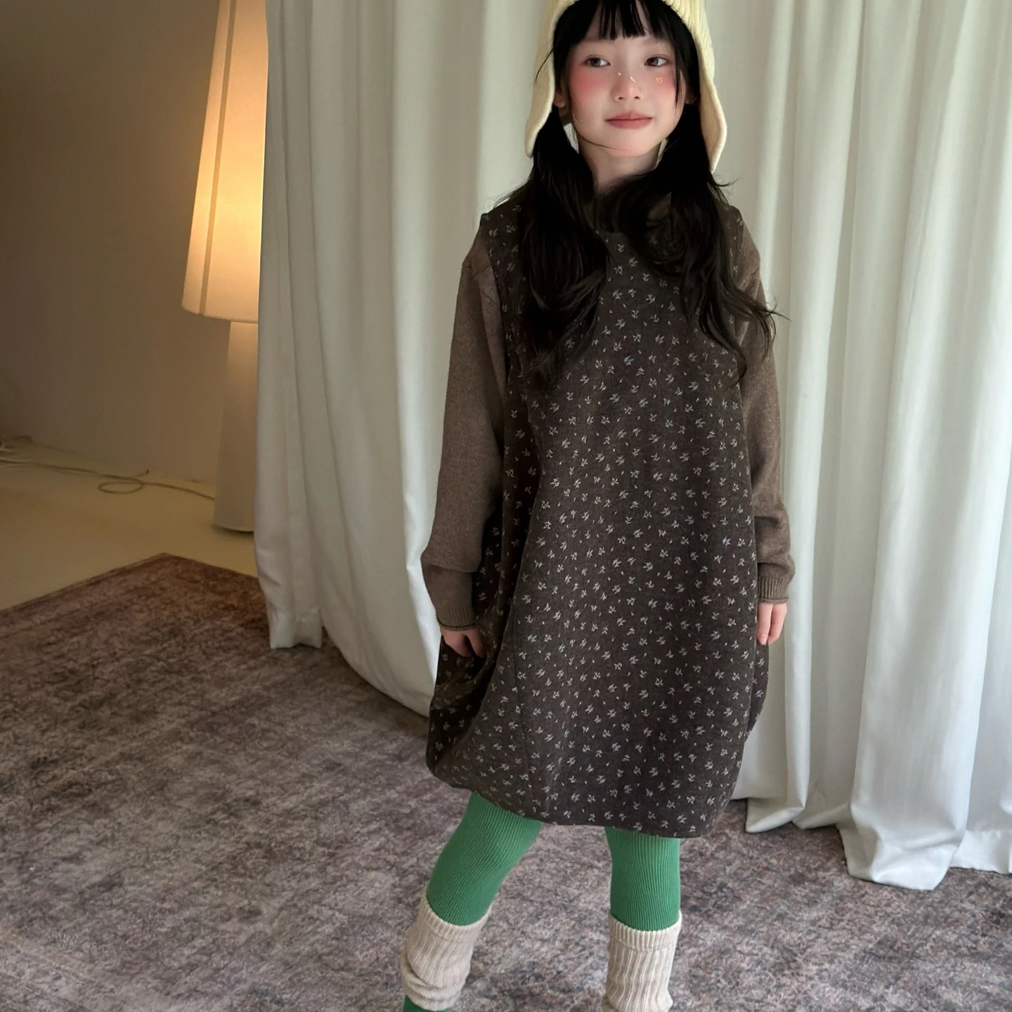 Girls Dress 2026 Autumn and Winter New Children's Clothing Korean Style Girl Baby Temperament Floral Sleeveless Dress