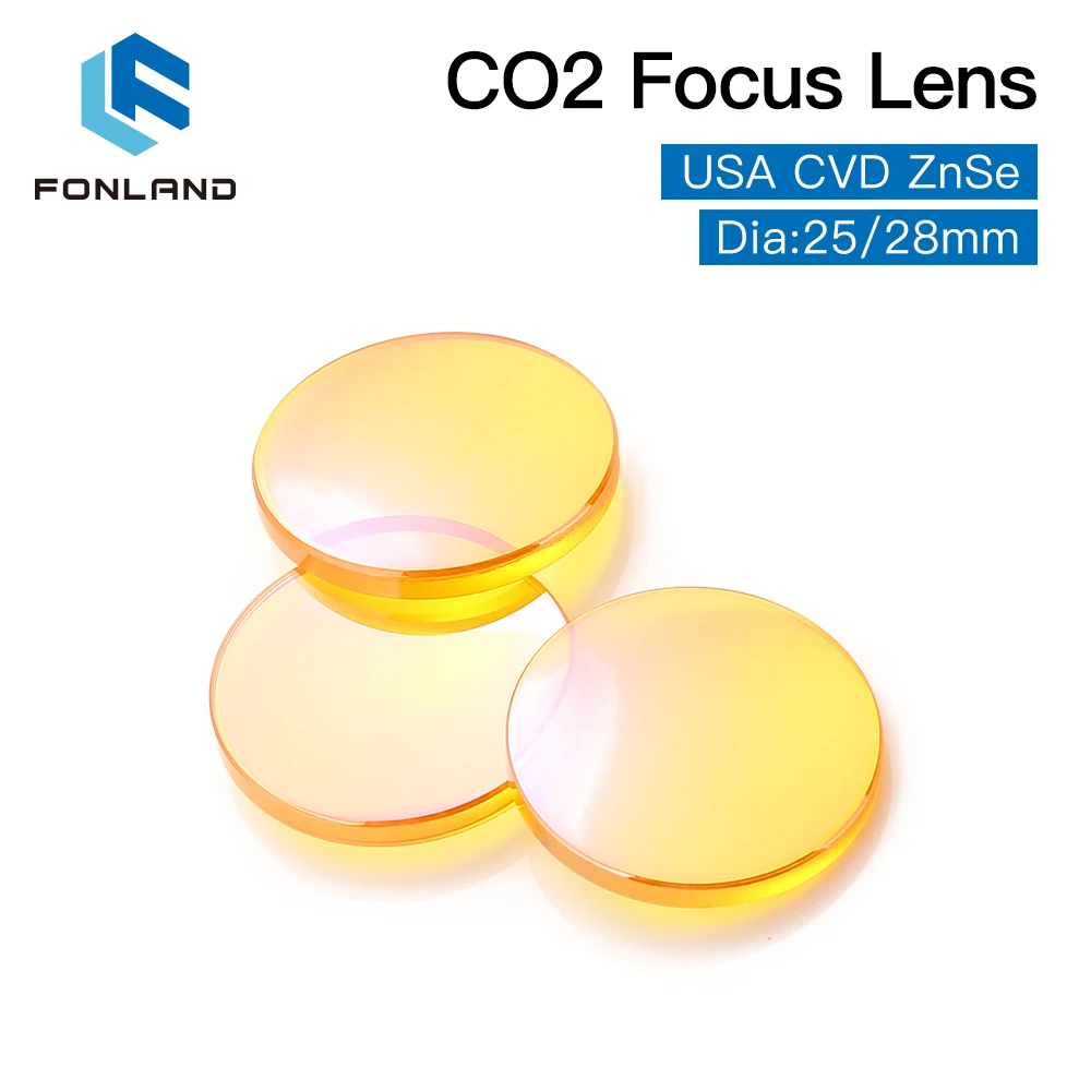 Fonland USA CVD ZnSe Focus Lens Dia. 25.4mm(1inch) FL50.8 63.5 76.2 101.6 127mm(2-5 inch) for CO2 Laser 300W Cutting Machine