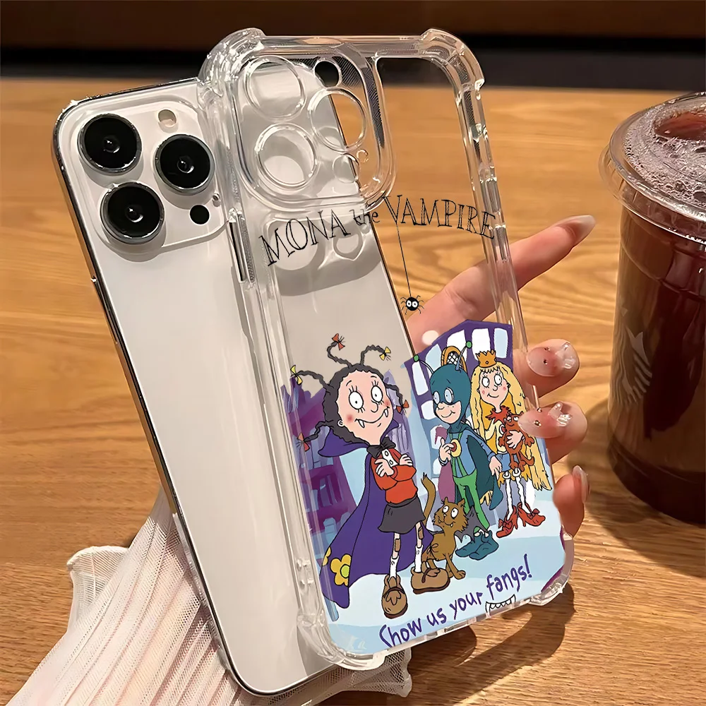 Coque de téléphone dessin animé Mona le Vampire, étui Anti-chute transparent pour Samsung Galaxy S25 S24 S23 S22 S21 S20 Note20 Edge FE Ultra Plus 4G 5G