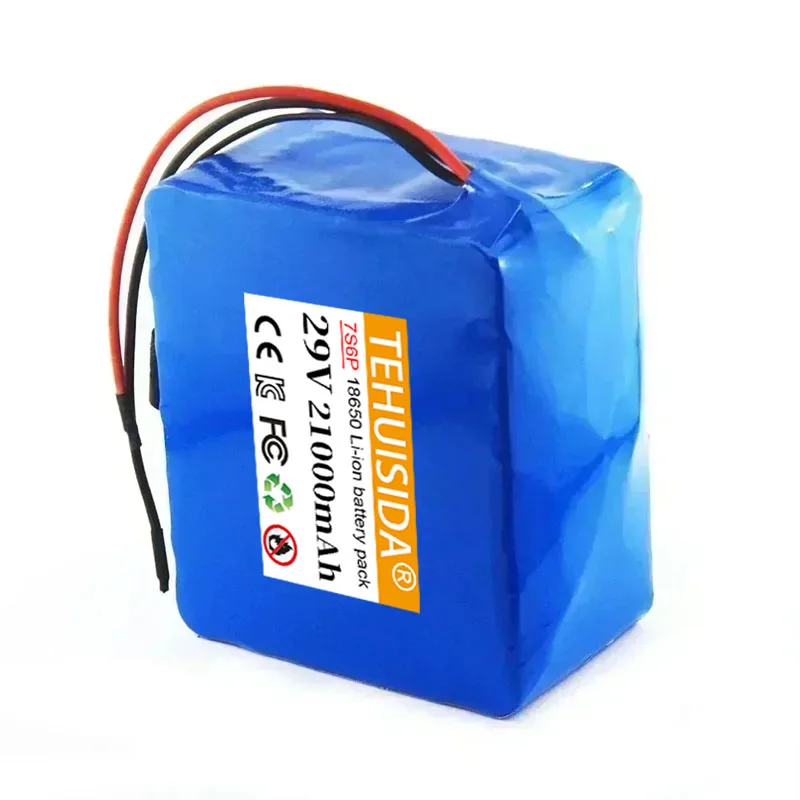 29V 7S6P 21000mAh 18650 rechargeable lithium-ion battery pack, suitable for 24V electric scooters with optional BMS interface