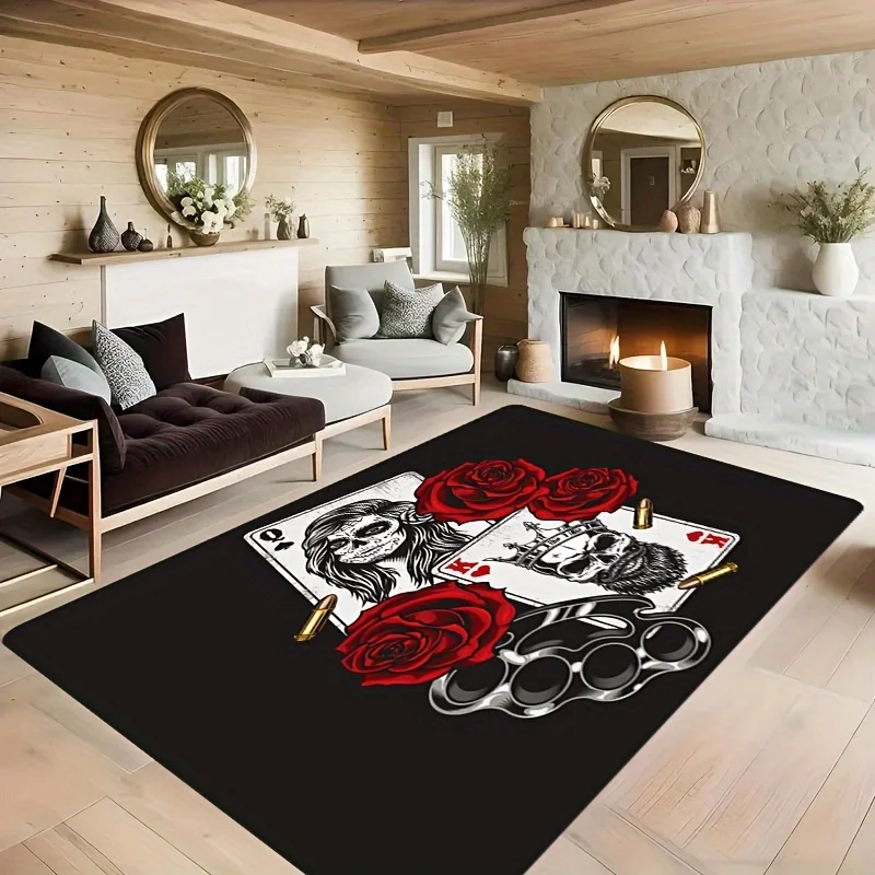Golden Jazz Drum Set Flannel Rug Black Music Band Instrument Area Carpet Soft Non-slip Floor Mat for Living Room Bedroom Deco
