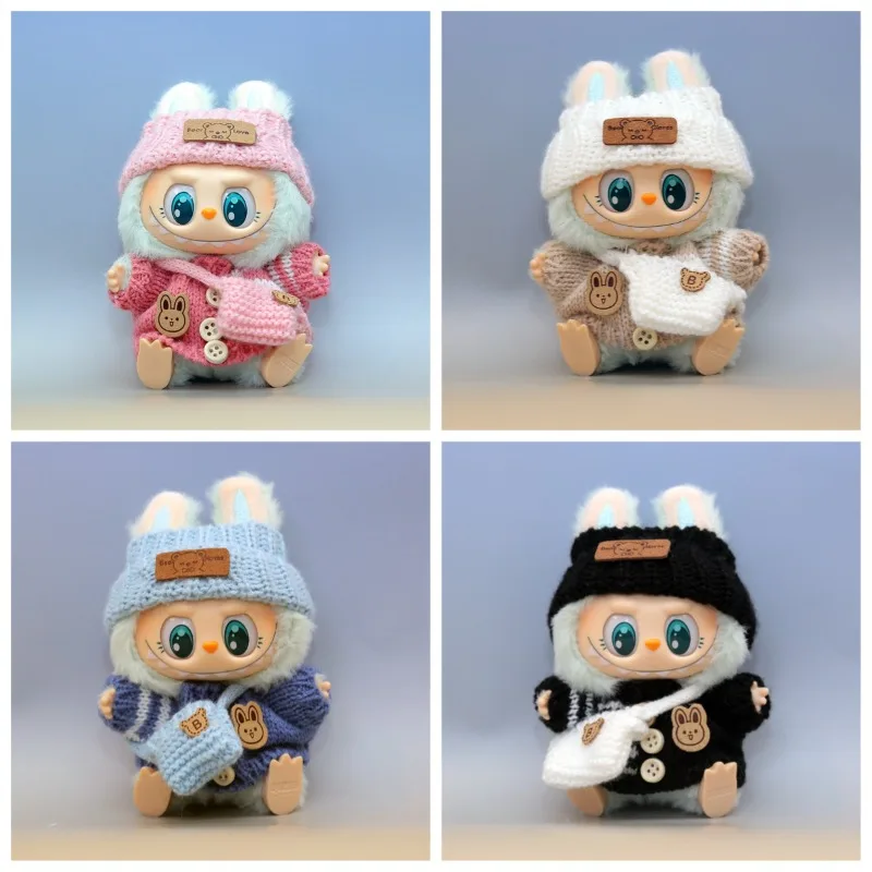 

Кукольная одежда для Labubu Outfit V1 V2 V3 17 см, аксессуары для сидения кукол, очки, дизайнерская одежда, детский подарок, свитер, шляпа, сумка, набор