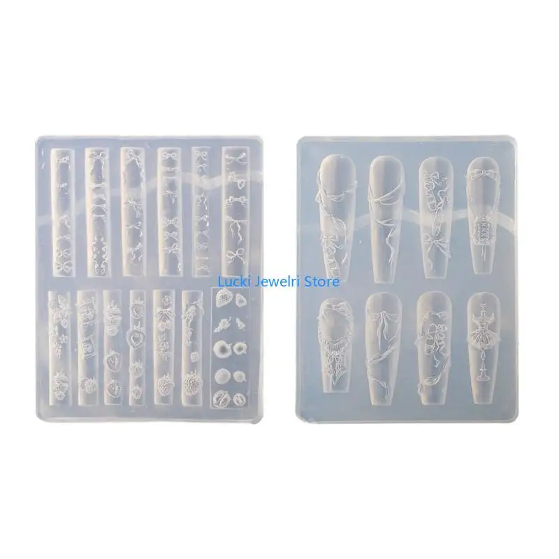 

193E Многоразовые силиконовые шаблоны для резьбы по дереву для 3D-дизайна ногтей и украшений своими руками