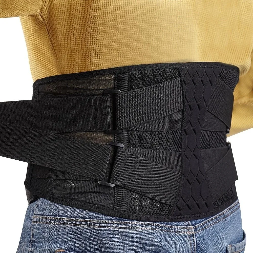 Сильная поддержка поясничного отдела, поддерживающий пояс, спортивный пояс, поддерживающий корсет, пояс для тренировки талии, дышащий дизайн, двойной регулируемый ремень
