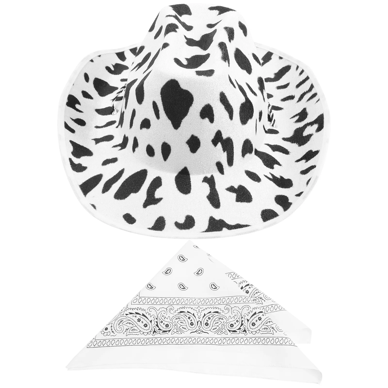 1 مجموعة البقرة المطبوعة قبعة حساسة المألوف راعية البقر قبعة حزب اللباس تأثيري هالوين اكسسوارات الزفاف وتتسابق للنساء #6