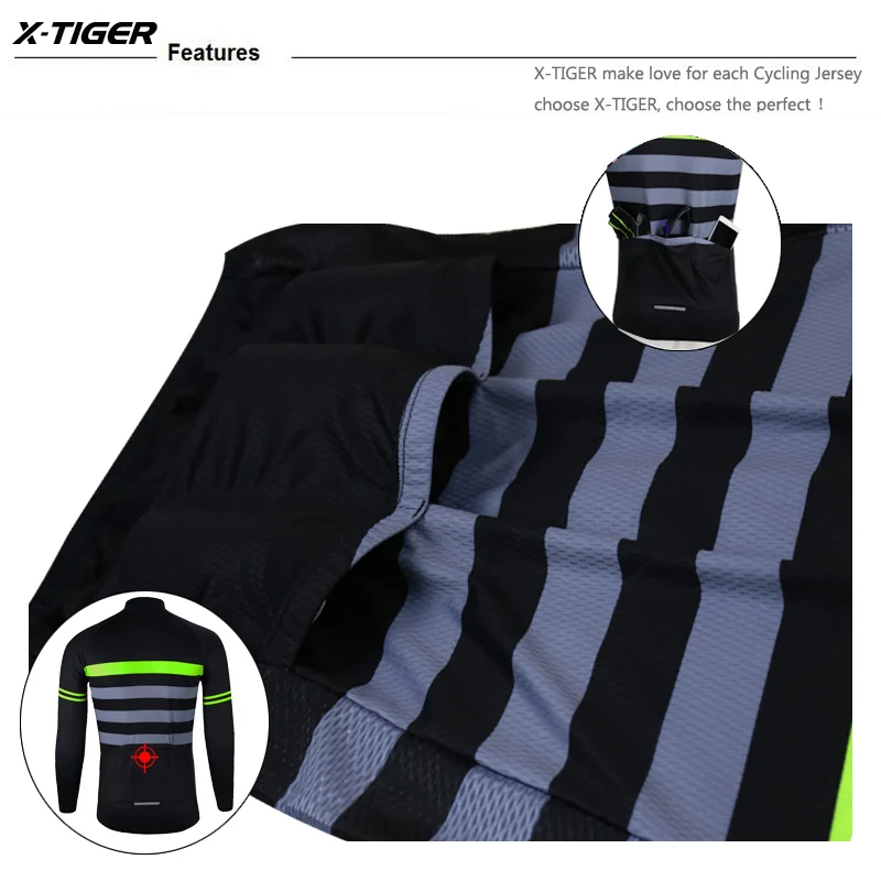 X-tigre-manga longa camisas de ciclismo para homens, roupas de secagem rápida para mtb, primavera e outono, downhill