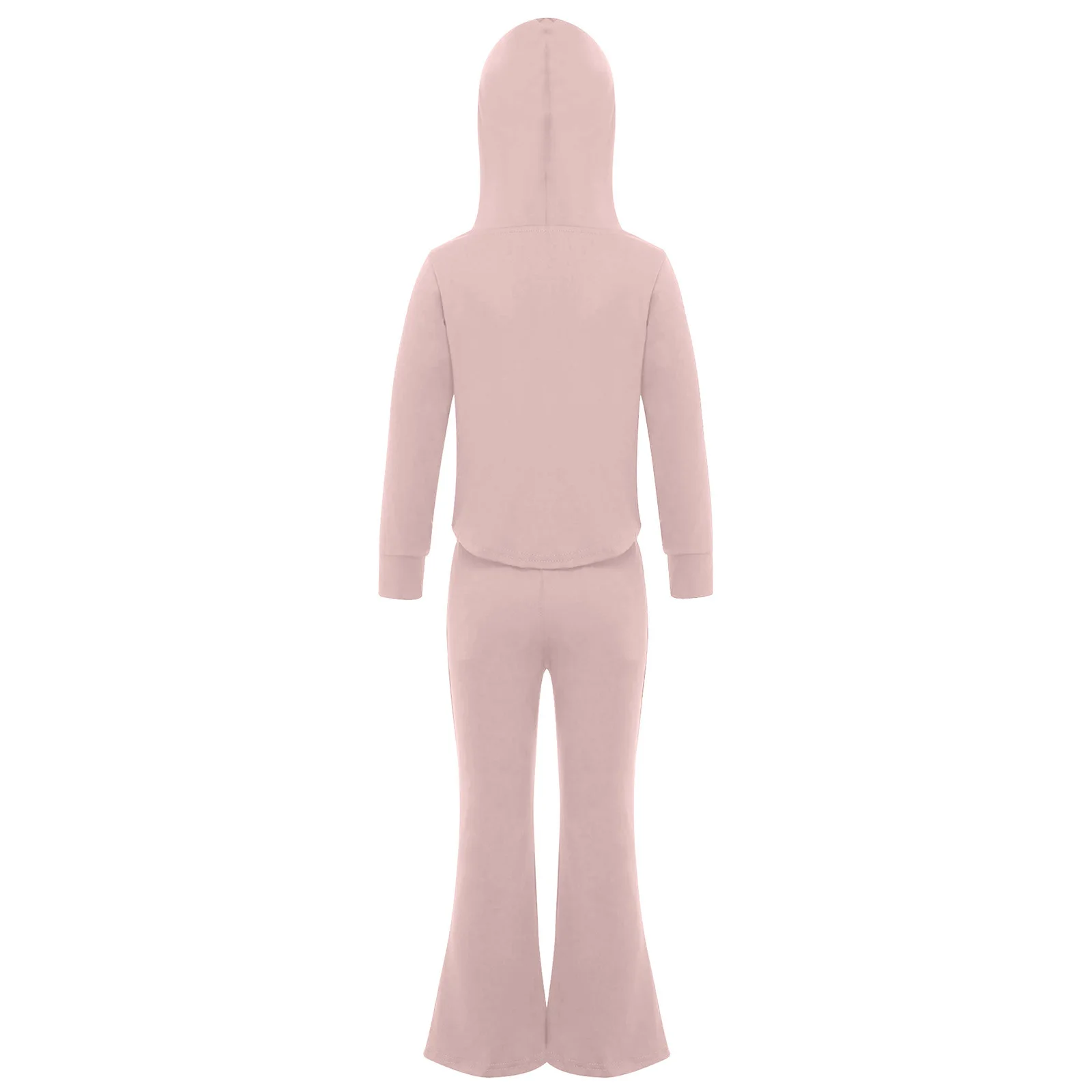 Girls 2Pcs Yoga Outfit Quick-Drying Sports Suit Fashion Long Sleeve Hooded Sweatshirt+Flared Pants for Workout Casual Daily Wear