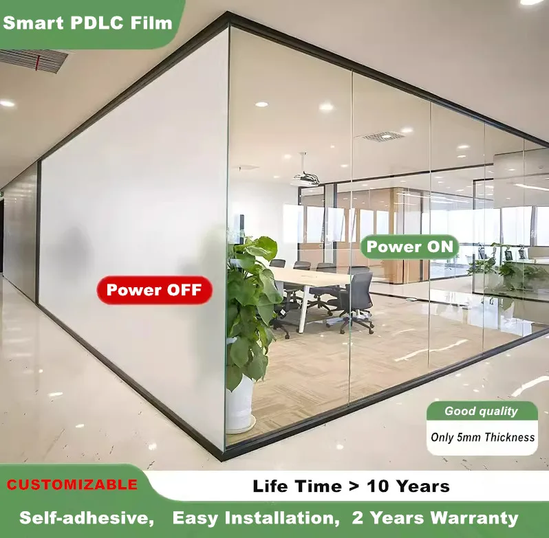 High Quality Electric Self-adhesive PDLC Smart Film Modern Decorative Design 5mm Thick PET Material 2-Year Warranty for