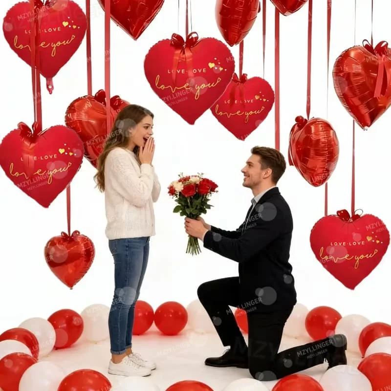18 Zoll 'Love You' Liebesballon, Dekoration für Valentinstag, Hochzeitstag, Geburtstagsfeier, Atmosphäre-Dekoration – Detail 4