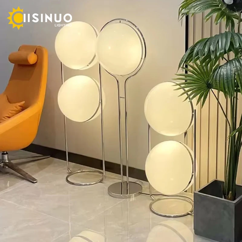 Bauhaus Floor Lamp Industrial Steel & Glass Standing Lamps with Wireless Charging Base Luxury Sculptural Decora for Studio Lobby