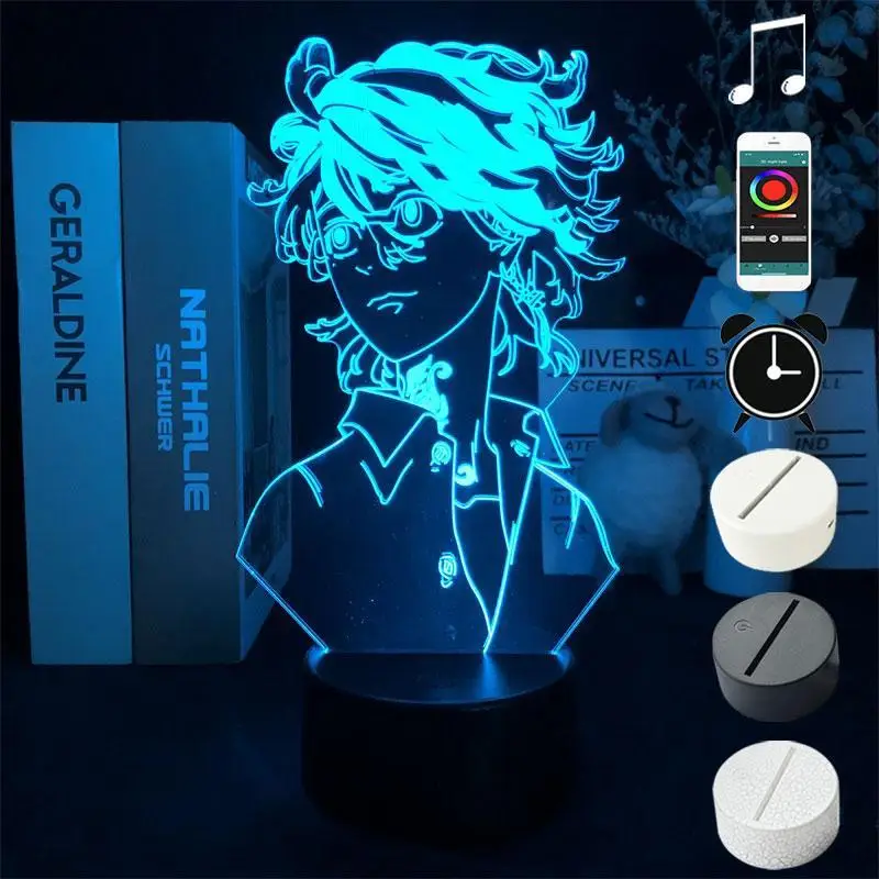 Hanemiya Kazutora 3D Night Light, Anime Tokyo Boys Nightlight, Lâmpada de mesa LED para projetor, decoração do quarto para crianças, presentes quentes, 7 cores