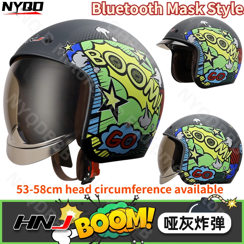 

HNJ Summer Retro Electric Car Helmet Sunscreen Four Seasons Universal Men's and Women's Half Helmet