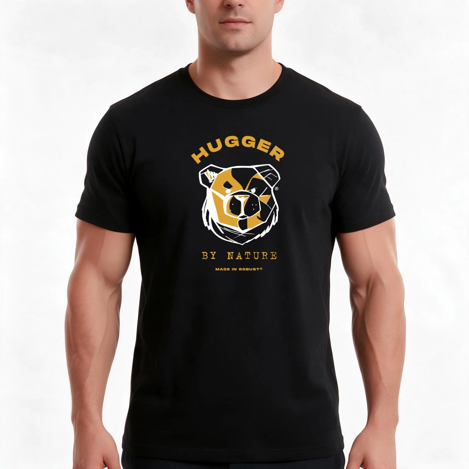 ROBUST BEAR NATURE HUGGER T-Shirt, Summer Casual Cotton Tee, Oversized Streetwear Tops, Vintage Graphic Print, Unisex Men Women