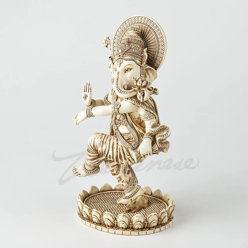Dancing Ganesha Resin Figurine Indian Elephant God Statue Vintage Hindu Deity Sculpture Home Tabletop Religious Theme Decoration
