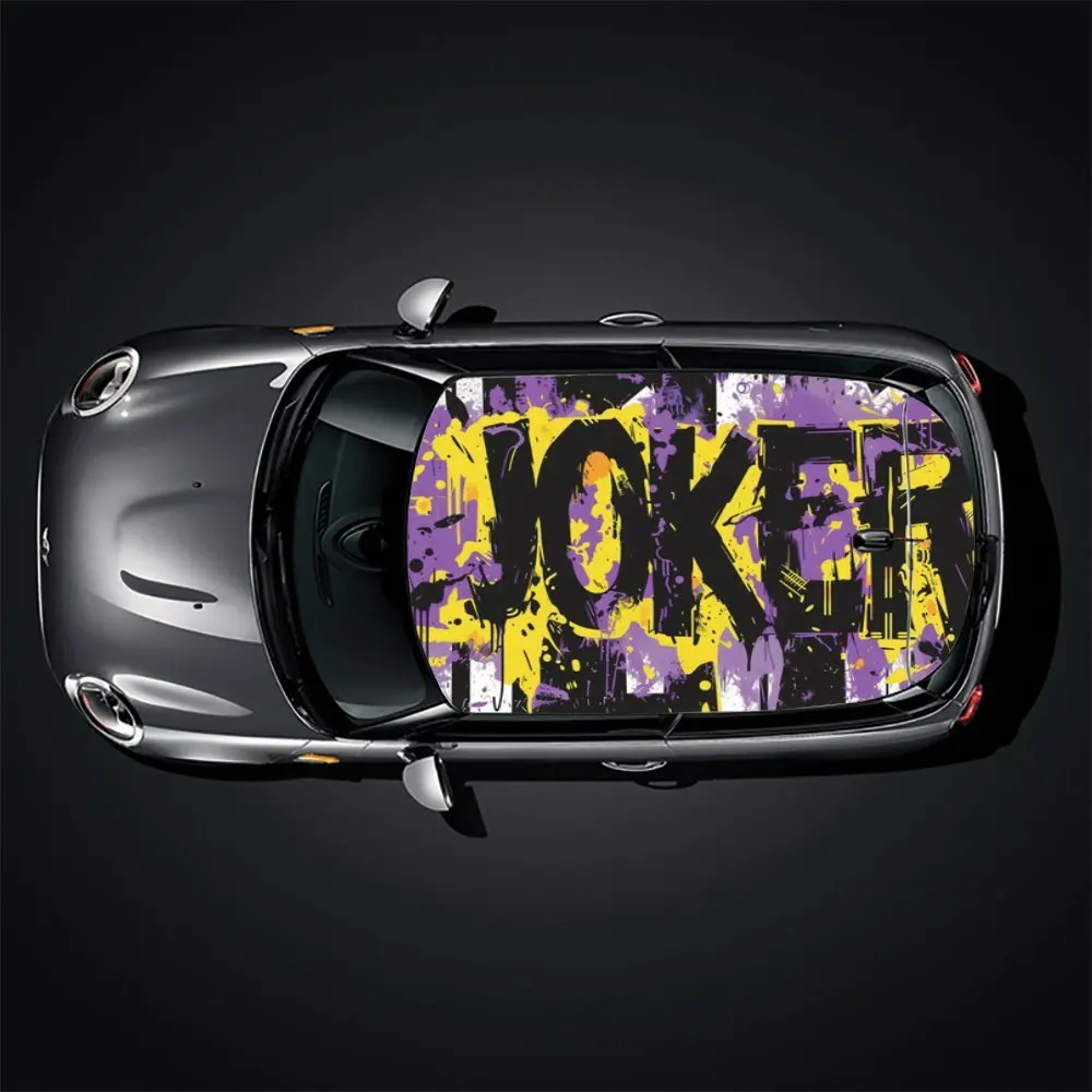 Envoltório de vinil para teto de carro em pvc com graffiti personalizado "JOKER", adesivo automotivo autoadesivo à prova d'água, filme decorativo antiarranhões