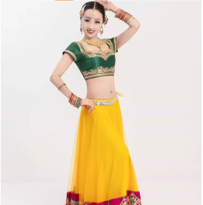 Indian Rhinestone Embroidery Ethnic Style Women's Belly Dance Top - view 3