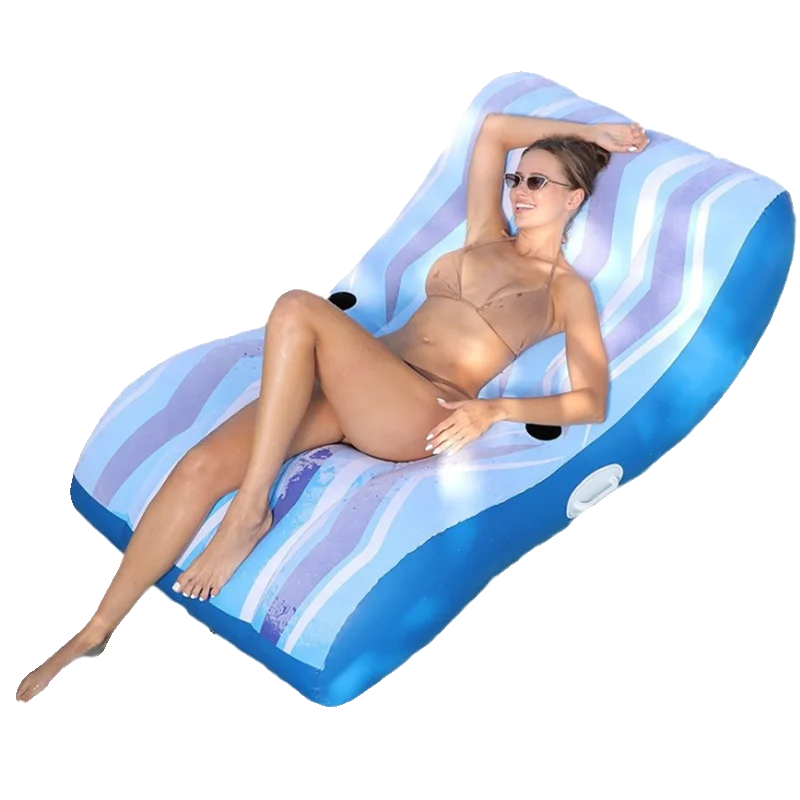 

Fleece sofa inflatable striped lounge chair amusement floating hammock swimming pool toy folding water bed