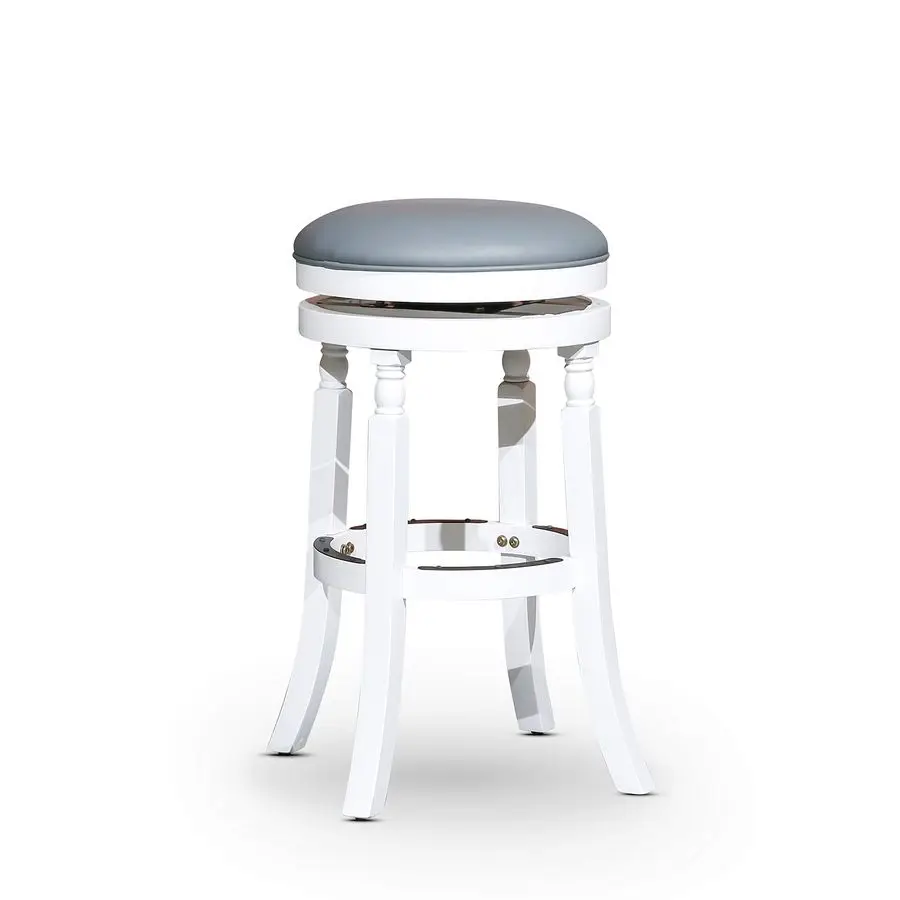 

Indoor Living Palmer Lake 26 Inch Counter Height Stools Backless Swivel, White Finish with Gray Leather Seat