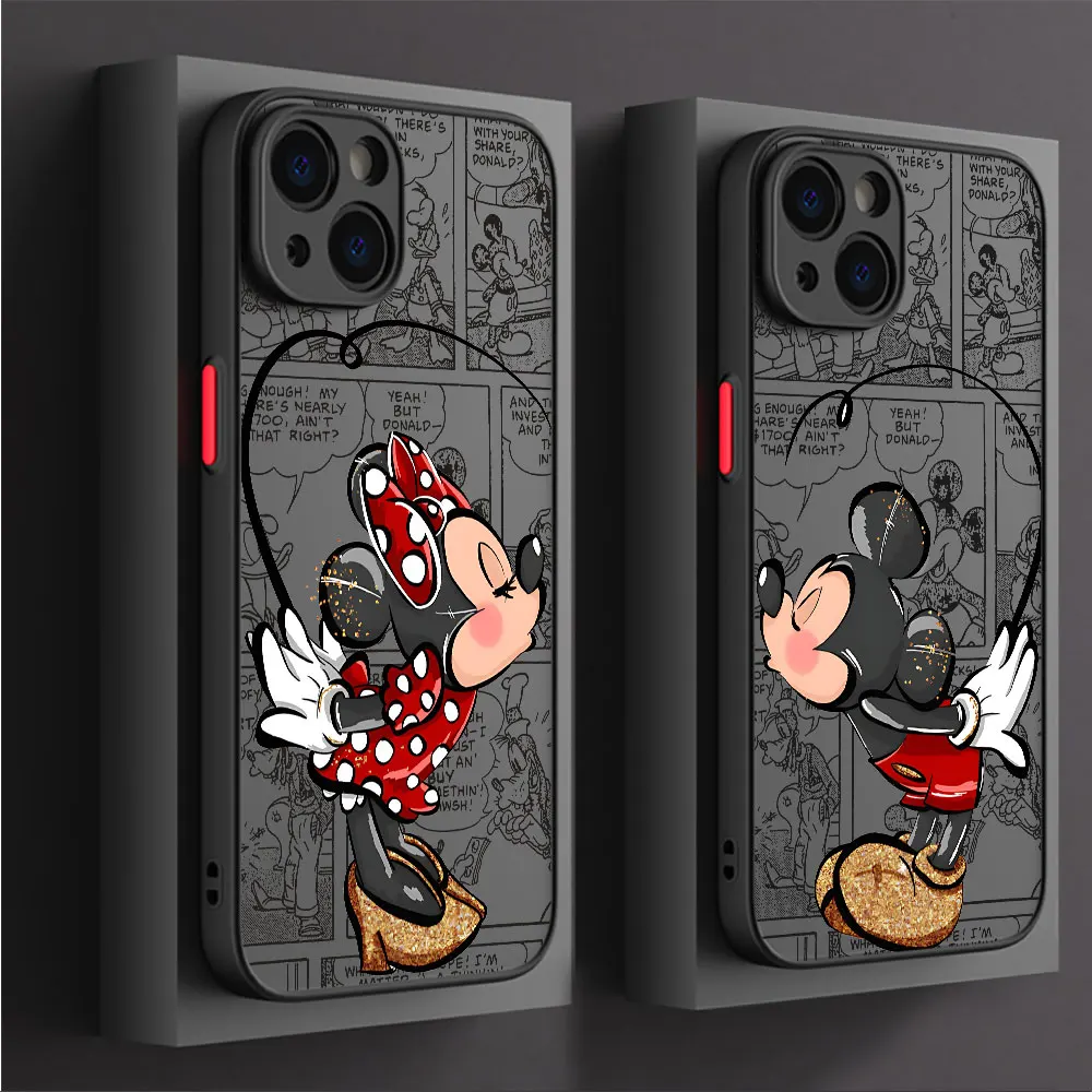 Disney Mickey Minnie Mouse Case for Apple iPhone 7 8 Plus XS Max 15ProMax 12 XR 13 Mini 11 Pro SE 14 Pro Luxury Matte Cover