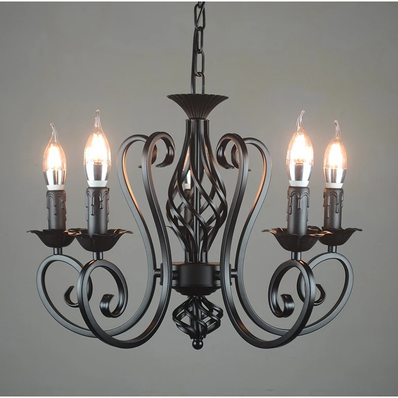 farmhouse chandelier candle light teto preto tradicional pendurado luz metal industrial iluminacao pingente 5 light fixture 01