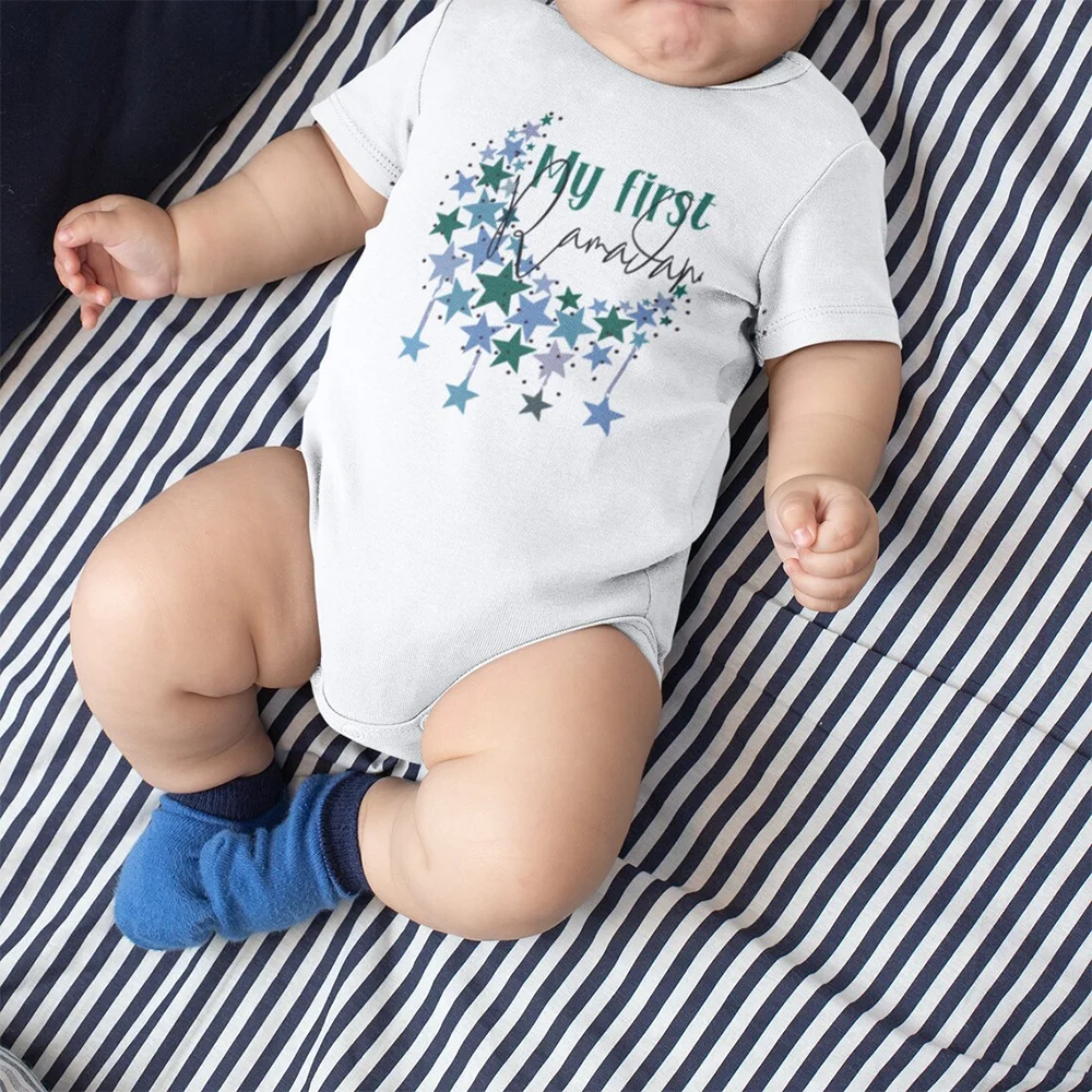 Baby First Ramadan Cotton Onesie Outfit Mubarak Kareem Gift Party & Holiday DIY Decorations 2025 My 1st Ramadan Baby Bodysuit