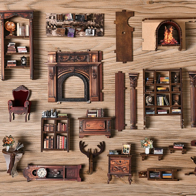 DIY Holz Buch Nook Regal Einsatz Kit Twilight Bibliothek Buchstütze mit Licht Miniatur Modell Kits Bücherregal für Freunde Geschenke