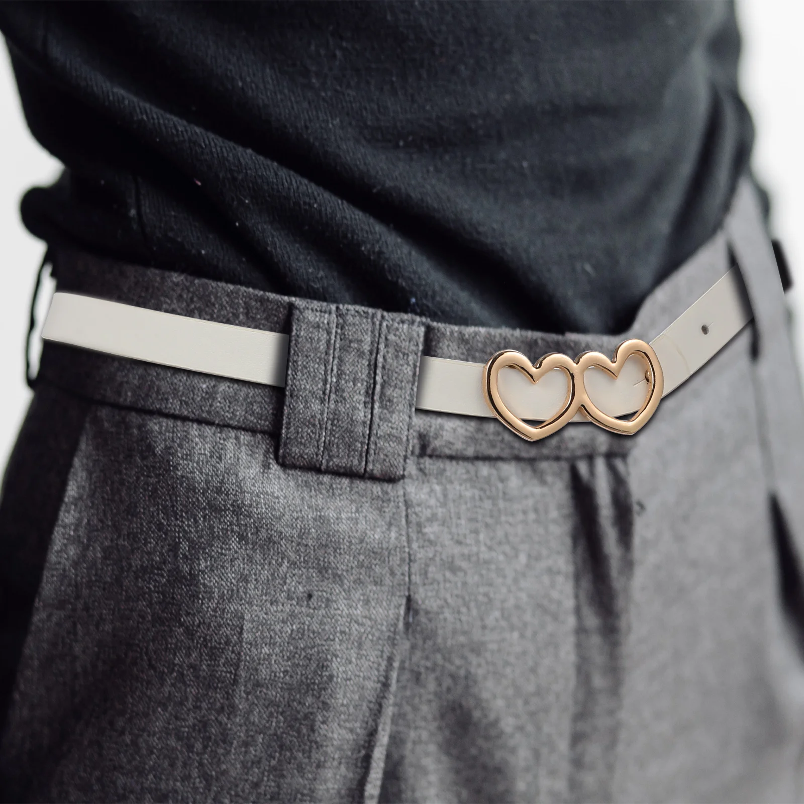 

3Pcs Heart Buckle Waist Belt Adjustable Thin Fashion Strap for Women Dress Jeans Elegant Bridal Accessory Cool Belt