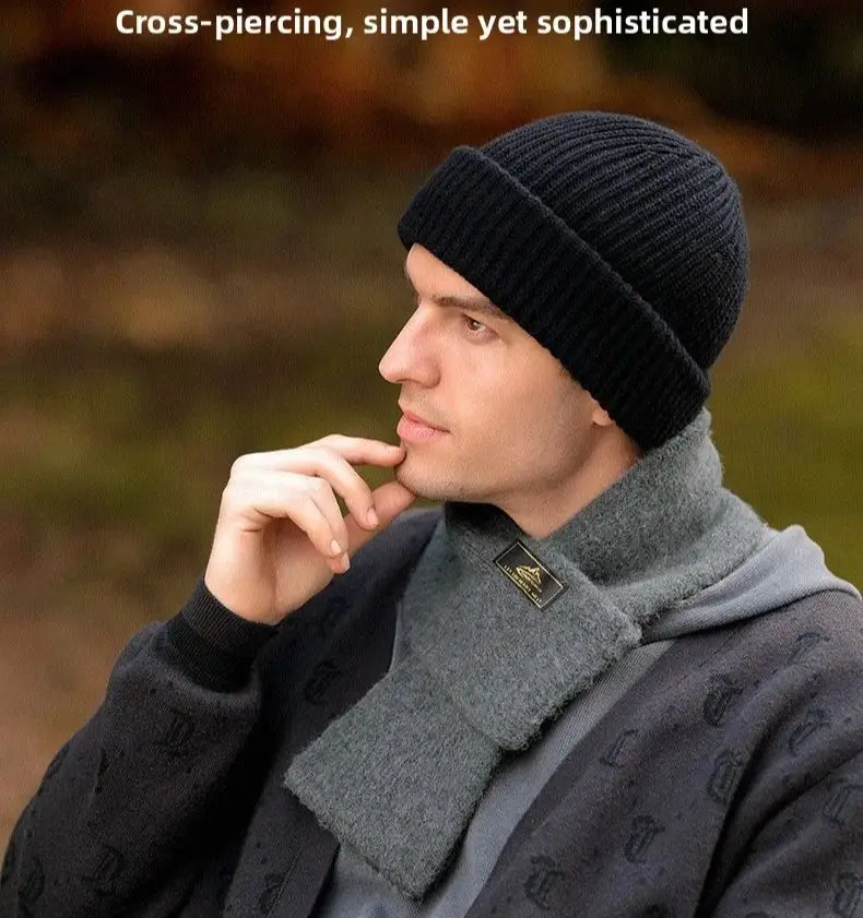 محبوك وشاح خمر الموهير أفخم وشاح الشتاء Coldproof الدافئة صغيرة الحجم طوق وشاح بلون السفر في الهواء الطلق وشاح رجالي