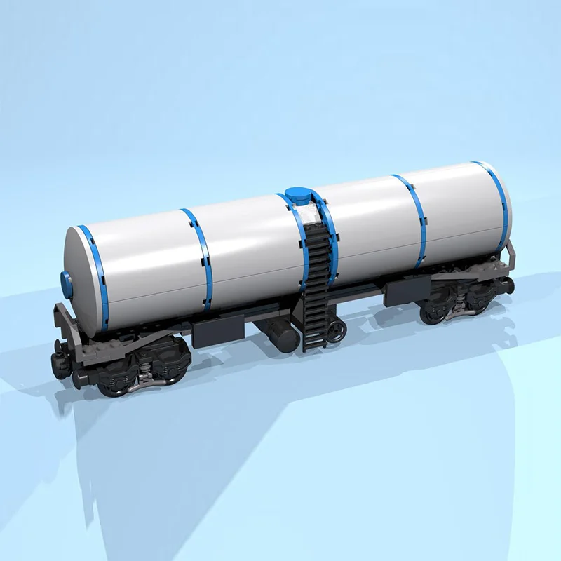 City Car Model MOC Building Bricks 8-Wheel Light Gray Tanker Wagon Modular Technology Children Holiday Gifts Assemble Toys Suit