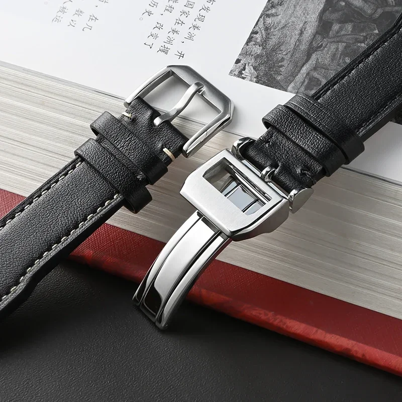 Ремешок из натуральной кожи 2025 для пилота Little Prince Mark для мужчин и женщин из воловьей кожи с складной пряжкой, ремешок для часов, браслет, ремень 20 мм, 21 мм, 22 мм