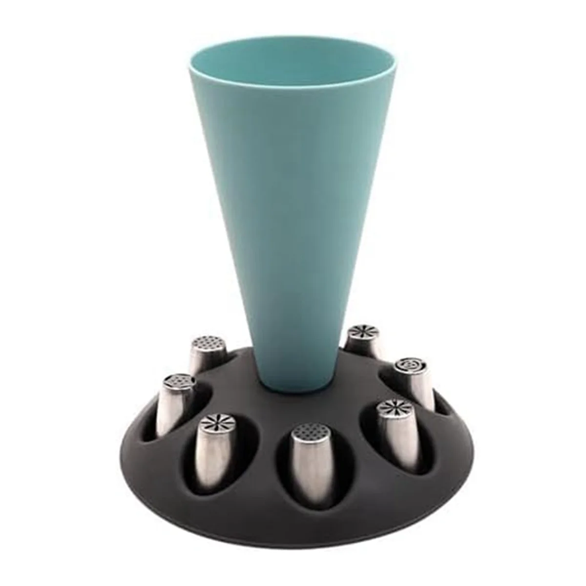 ケーキデコレーションキット用プラスチックペストリースタンド、8スロットノズル付きパイピングバッグホルダー、素晴らしいオファー