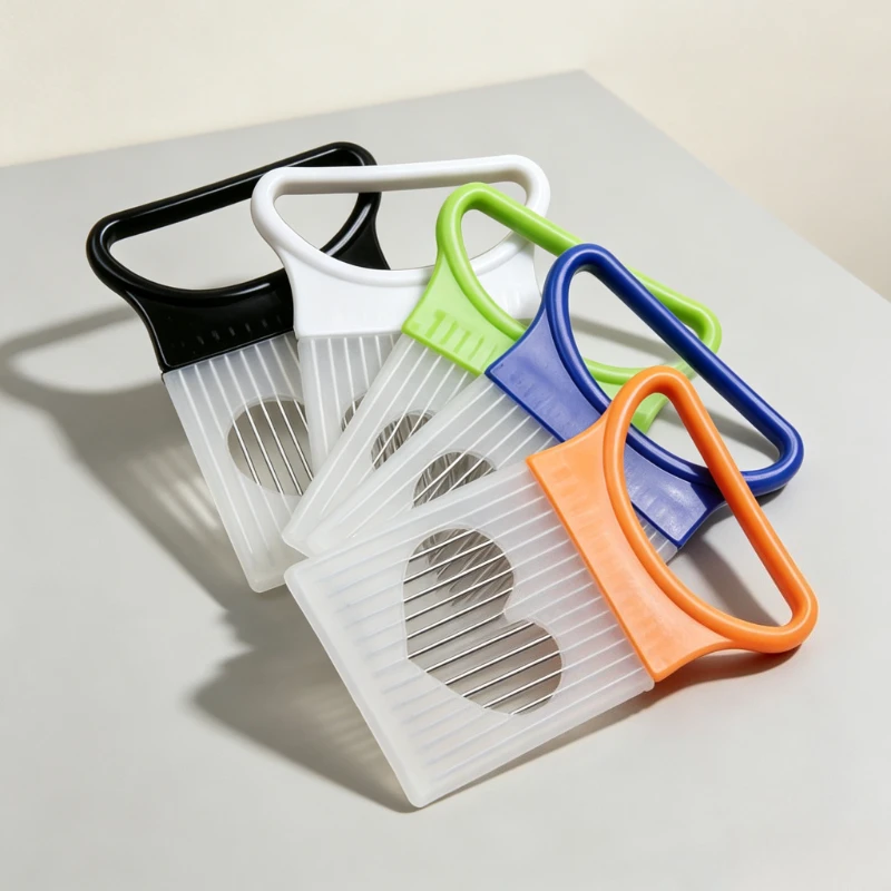 Onion Holder Slicing Aid with Protective Cover Meat Tenderizer Needle Anti-slip Vegetable Fixing Cutter Tool for Kitchen